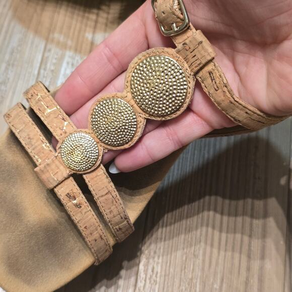 Vionic Park Noleen Wedge Comfort Sandals Gold Cork Strappy Medallion Womens Sz 8 - Picture 7 of 8